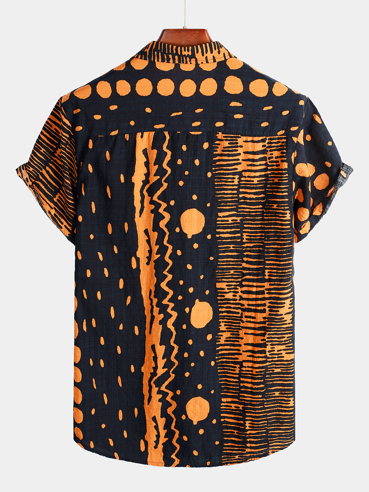 Mens Orange Boho Short Sleeve Retro Shirt Hawaiian Shirt for Men Women