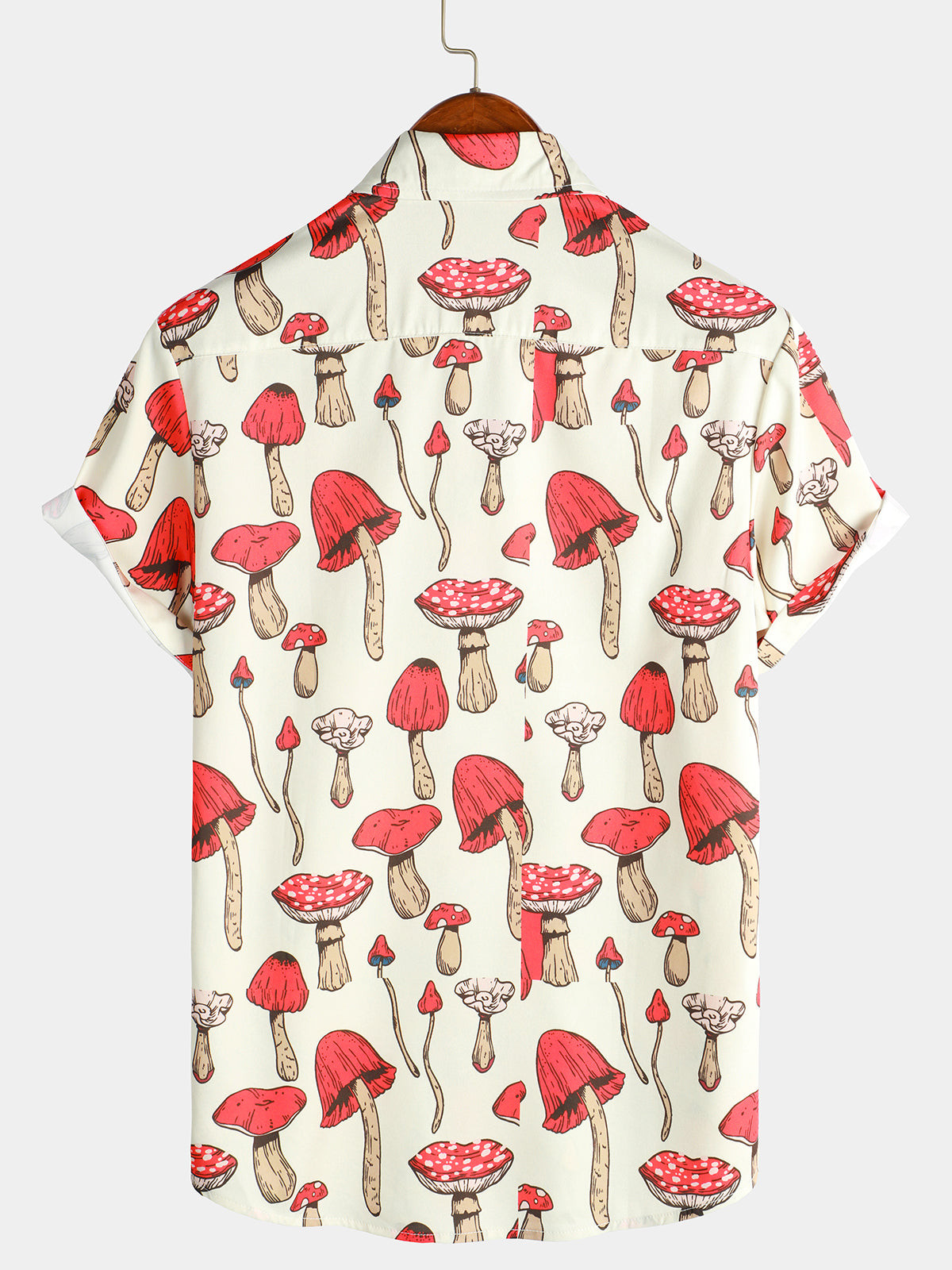 Mens Mushroom Plant Print Holiday Short Sleeve Shirt Hawaiian Shirt for Men Women