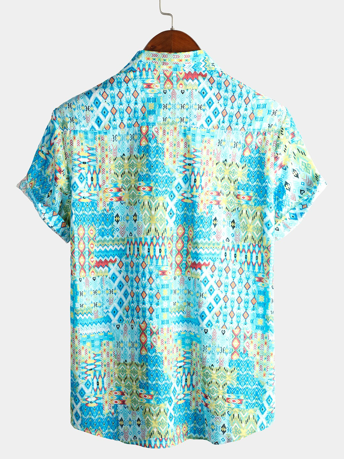 Mens Vintage Short Sleeve Cotton Retro Triba Shirt Hawaiian Shirt for Men Women