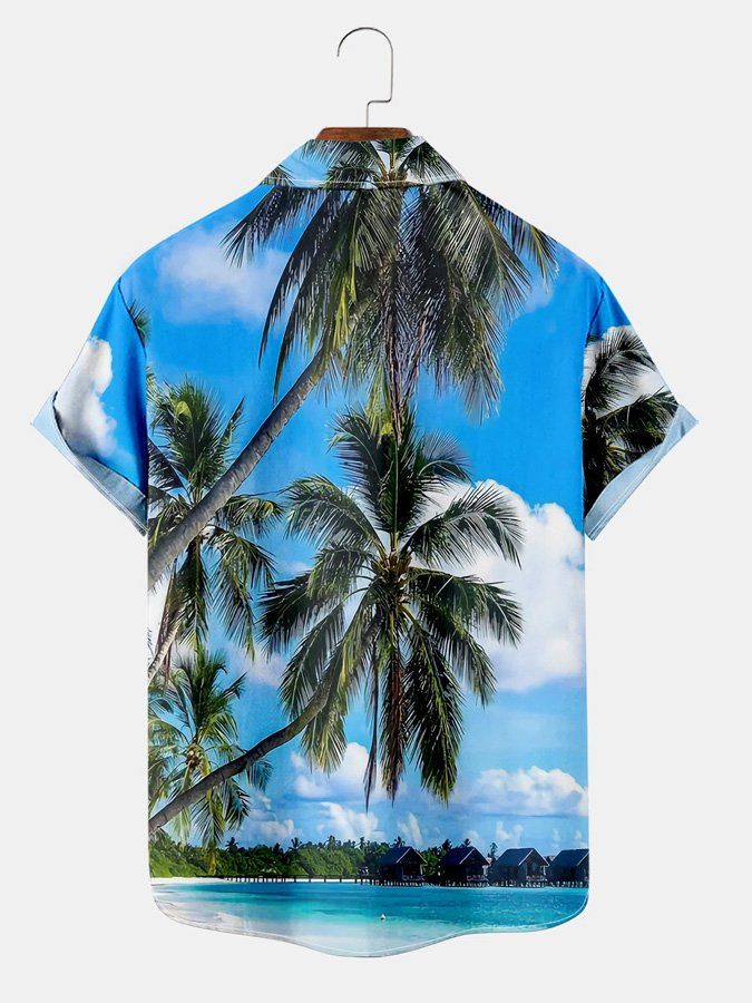 Vintage Mens Realistic Landscape Hawaiian Shirt