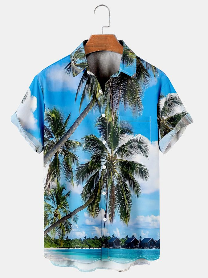 Vintage Mens Realistic Landscape Hawaiian Shirt