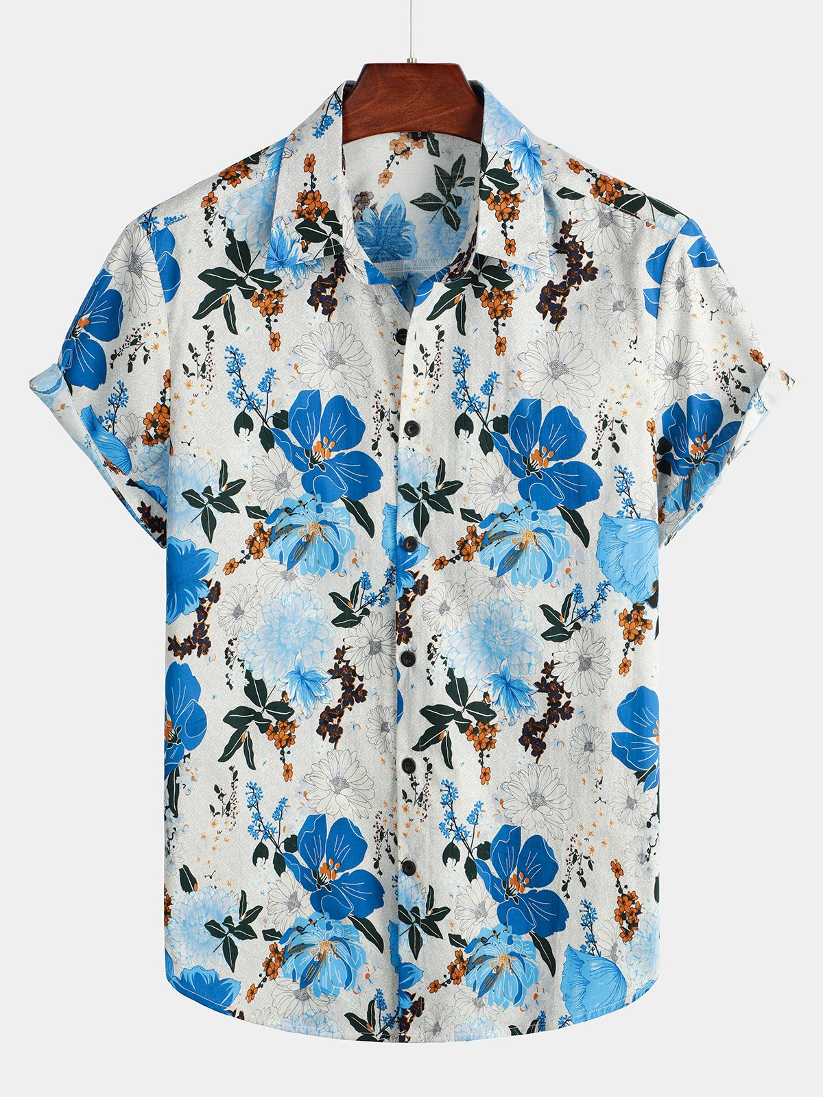 Mens Floral Cotton Tropical Hawaiian Shirt