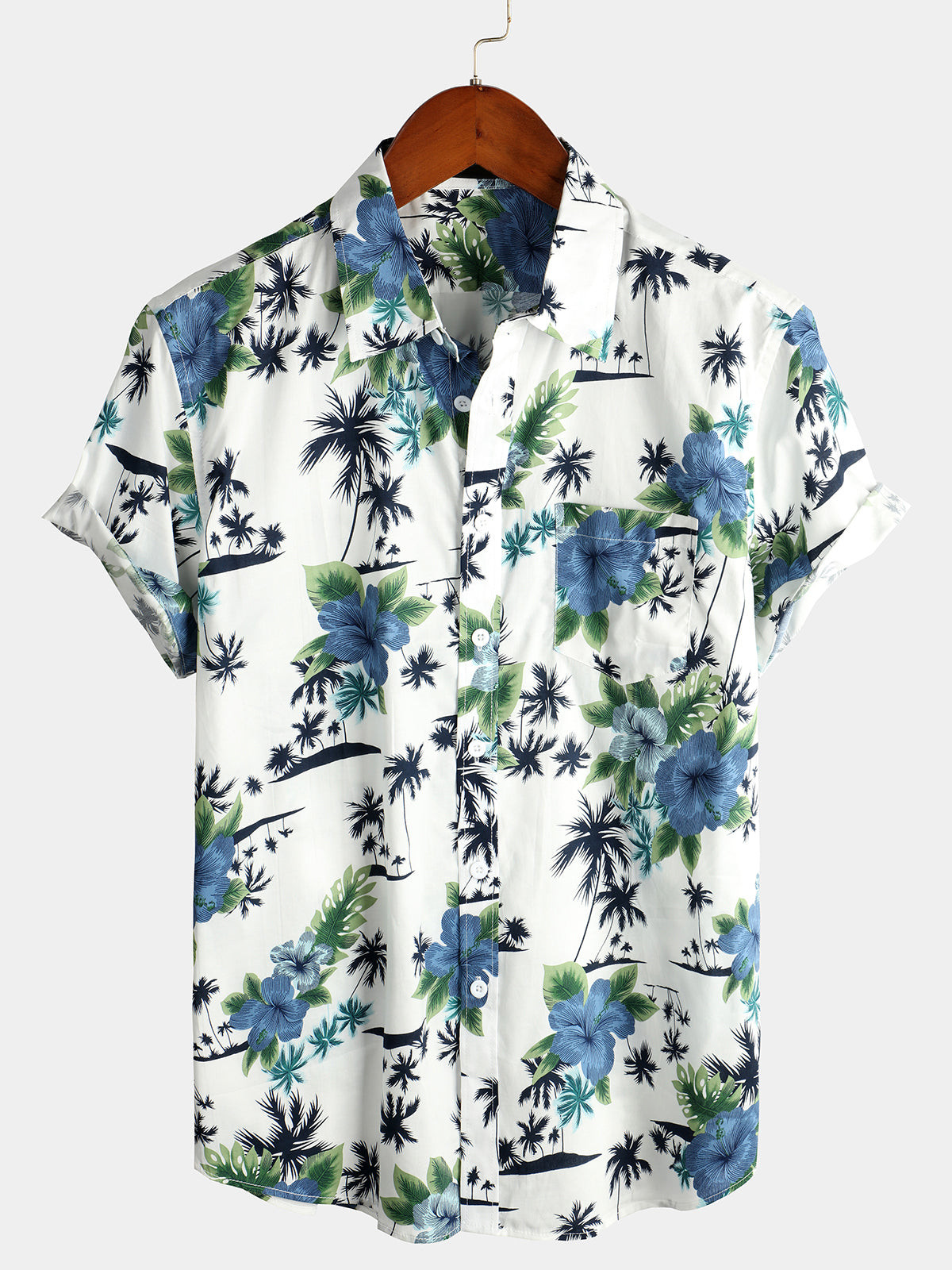 Mens Holiday Floral Short Sleeve Cotton Shirt Hawaiian Shirt for Men Women