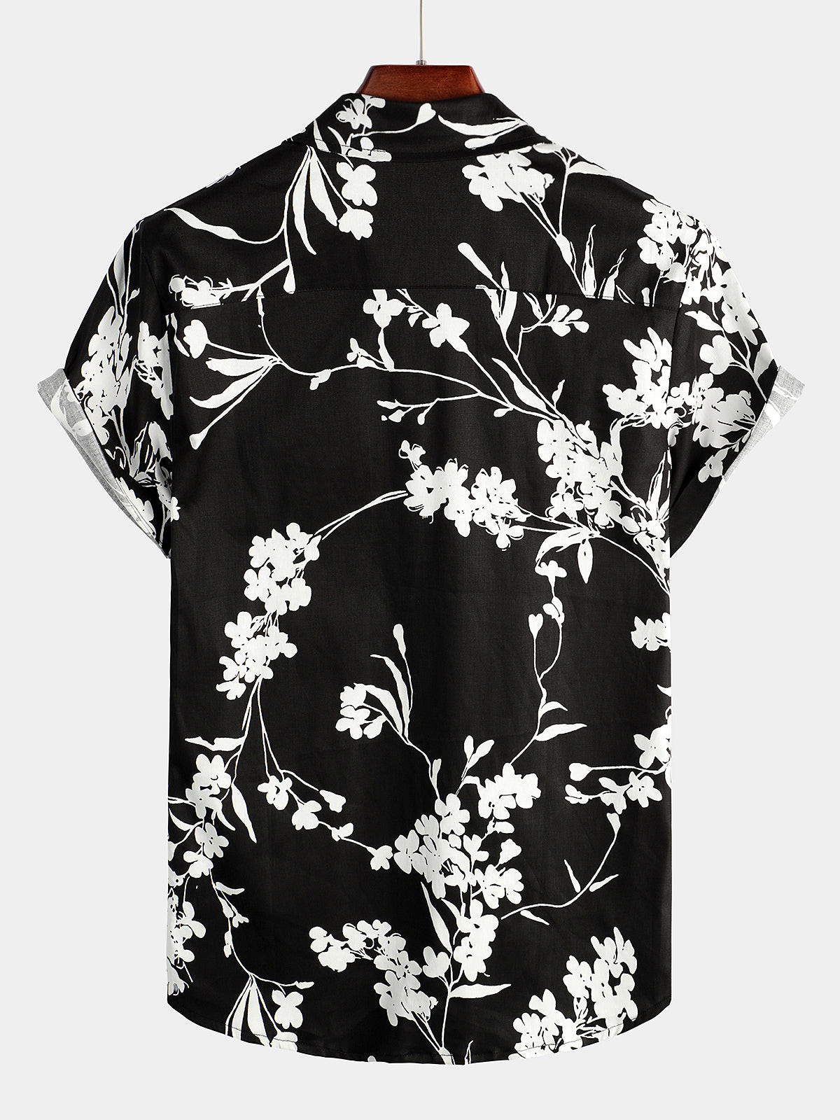 Mens Black Breathable Cotton Casual Short Sleeve Shirt Hawaiian Shirt for Men Women