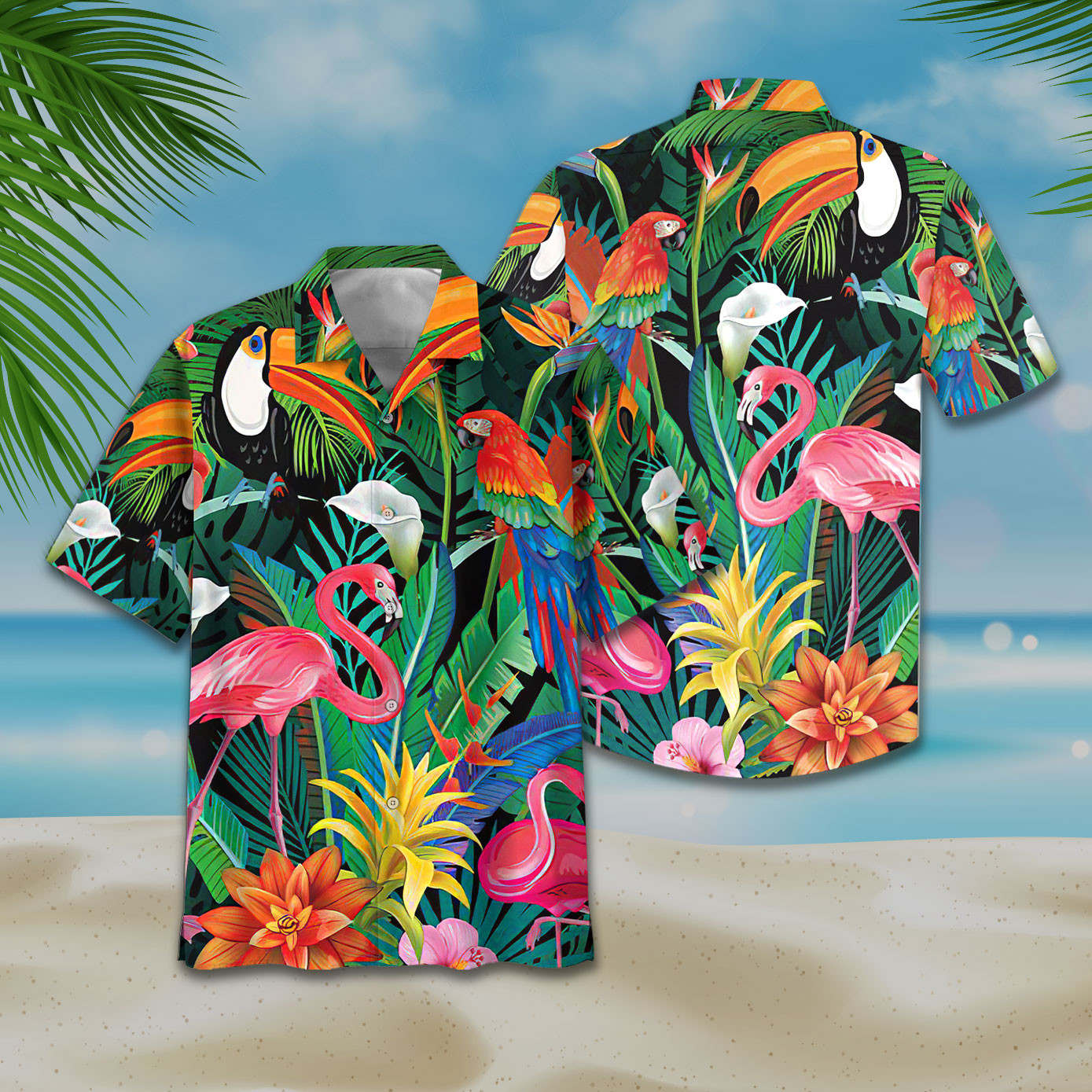 Flamingo Hawaiian Shirt For Men Women