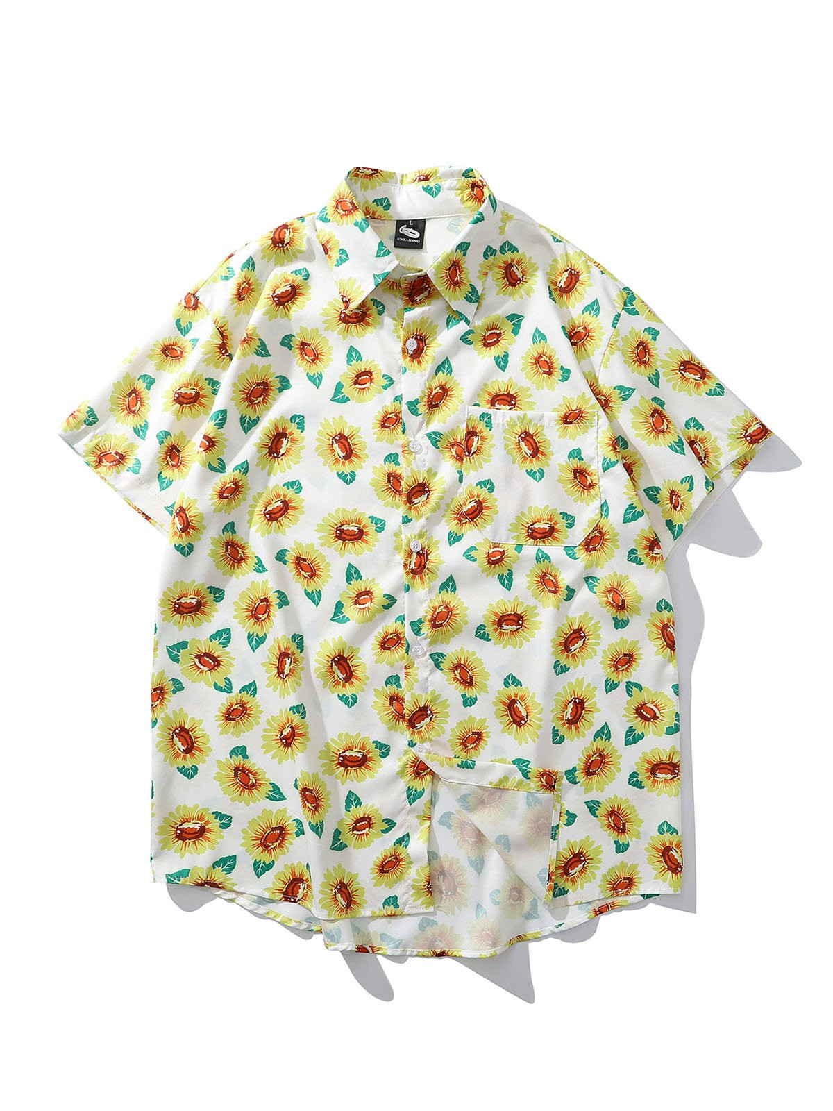 Yellow Casual Printed Floral Shirts  Tops Hawaiian Shirt for Men Women