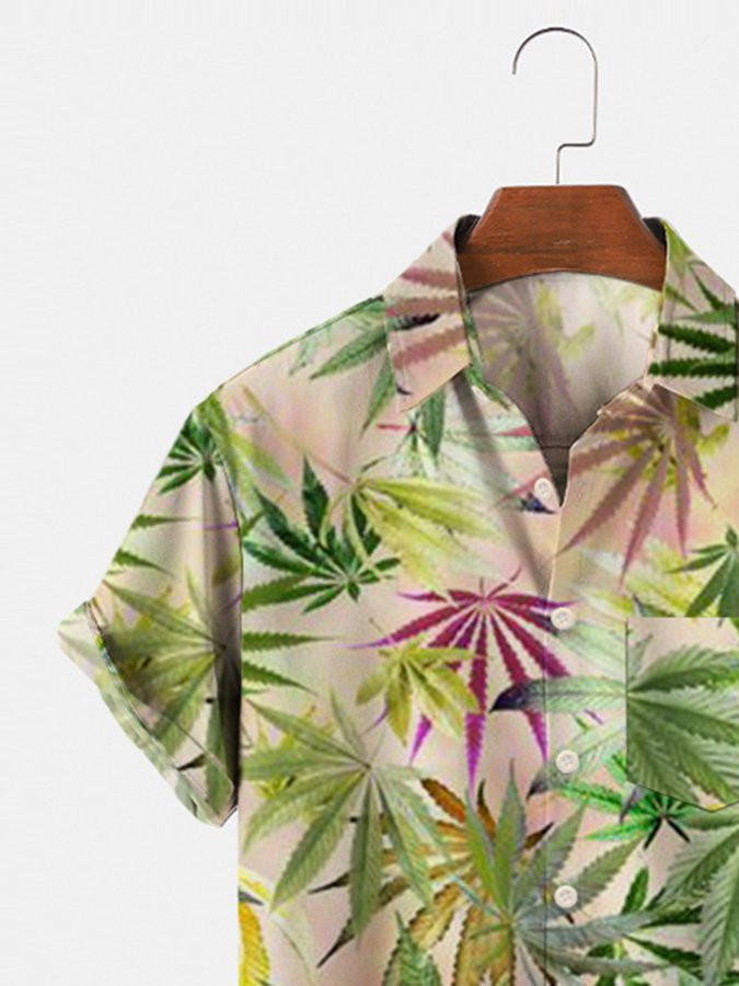 Multicolor Urban Series Cotton-Blend Geometric Printed Shirts  Tops Hawaiian Shirt for Men Women