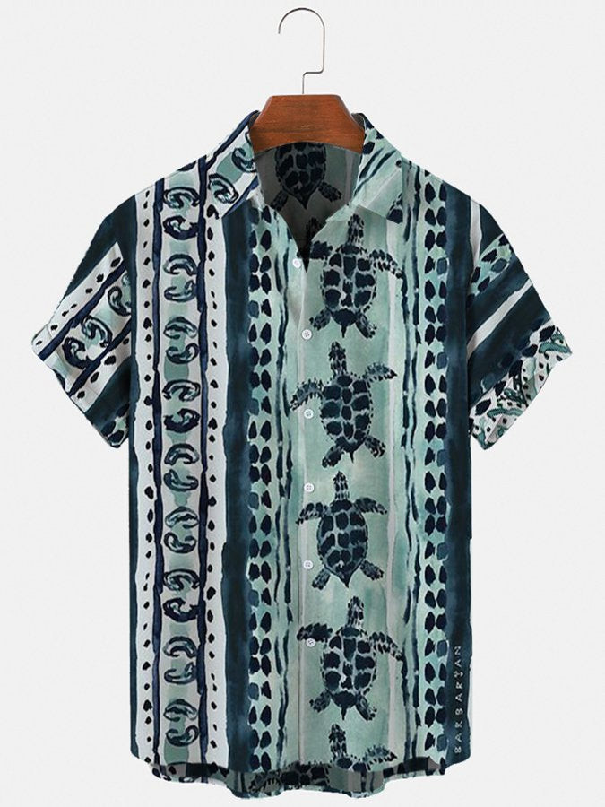 Mens Vacation Ocean Turtle Casual Printed Tribal Shirts  Tops Hawaiian Shirt for Men Women