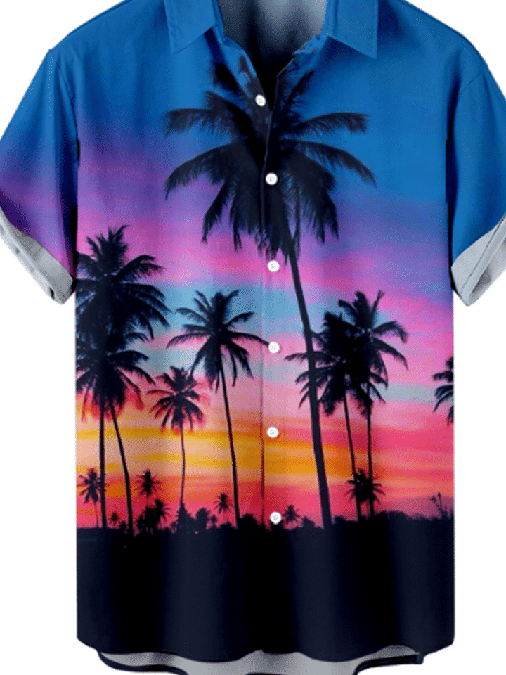 Cool Casaul Coconut Tree Short Sleeve Shirt Hawaiian Shirt for Men Women