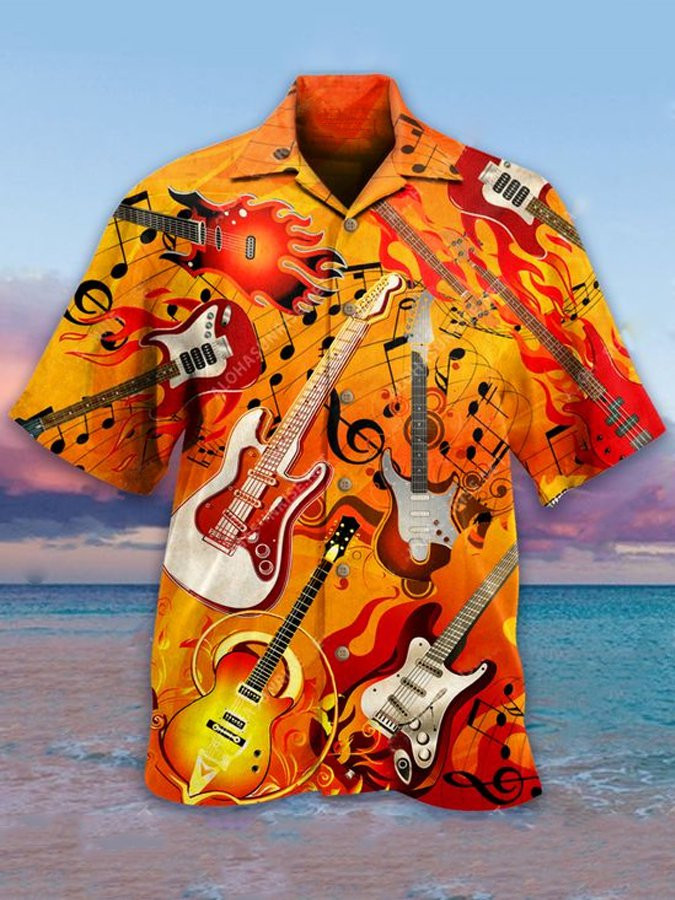 Mens Bass Guitar Music Hawaiian Shirts