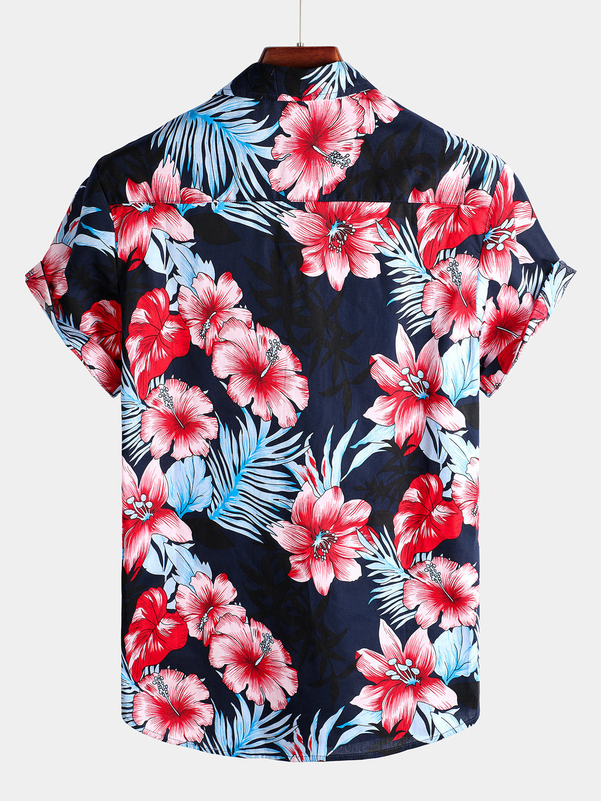 Mens Hawaii Tropical Plant Print Floral Cotton Shirt Hawaiian Shirt for Men Women