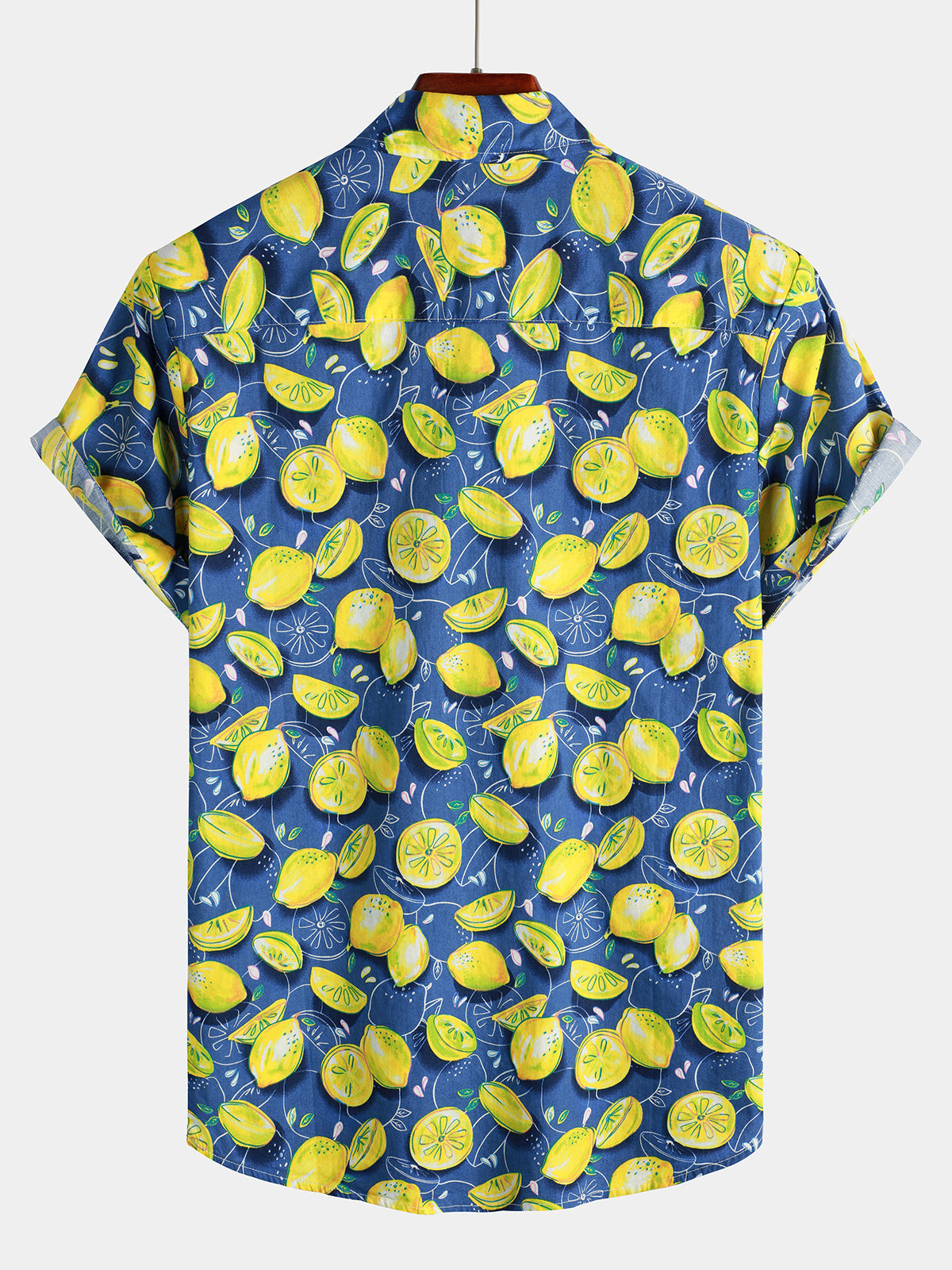 Mens Lemon Print Short Sleeve Hawaiian Shirt