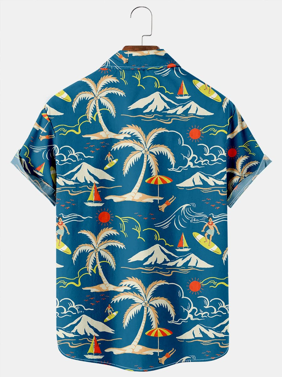 Mens Coconut Print Beach Vacation Short Sleeve Shirt Hawaiian Shirt for Men Women