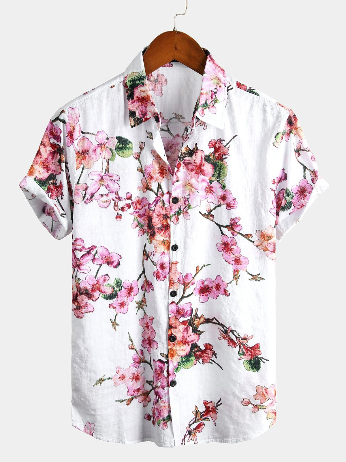 Mens Floral Cotton Tropical Hawaiian Shirt