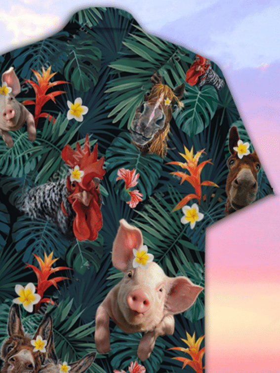 Cute Pig Hawaiian Shirts For Men