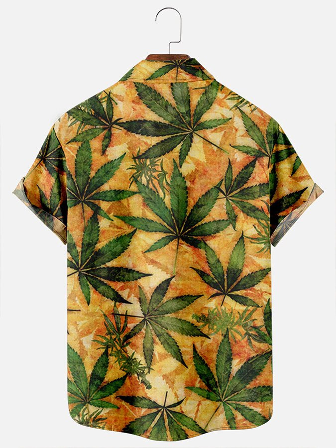 Orang Cotton-Blend Basic Printed Geometric Shirts  Tops Hawaiian Shirt for Men Women