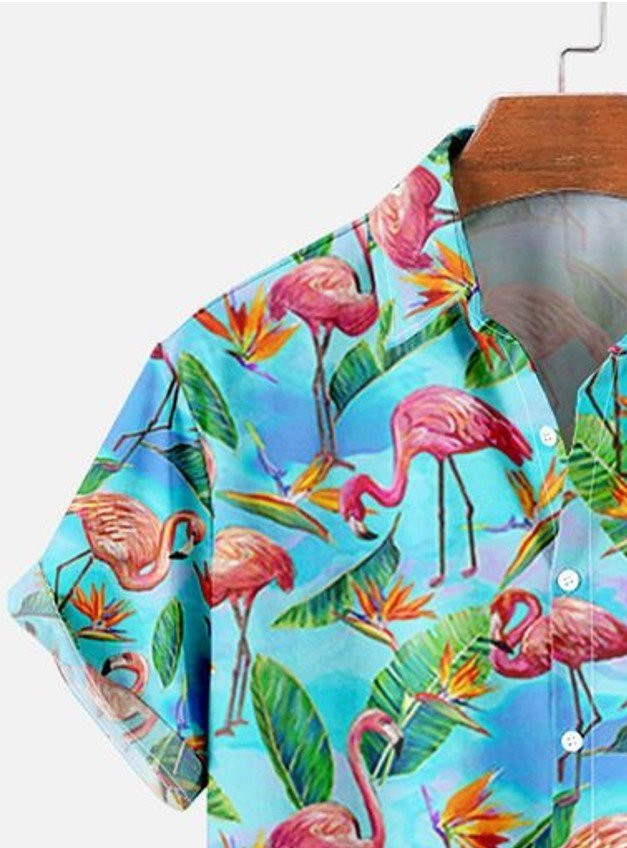 Flamingo Summer Vacation Shirts For Men Hawaiian Shirt for Men Women