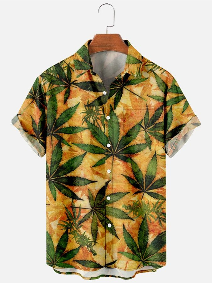 Orang Cotton-Blend Basic Printed Geometric Shirts  Tops Hawaiian Shirt for Men Women