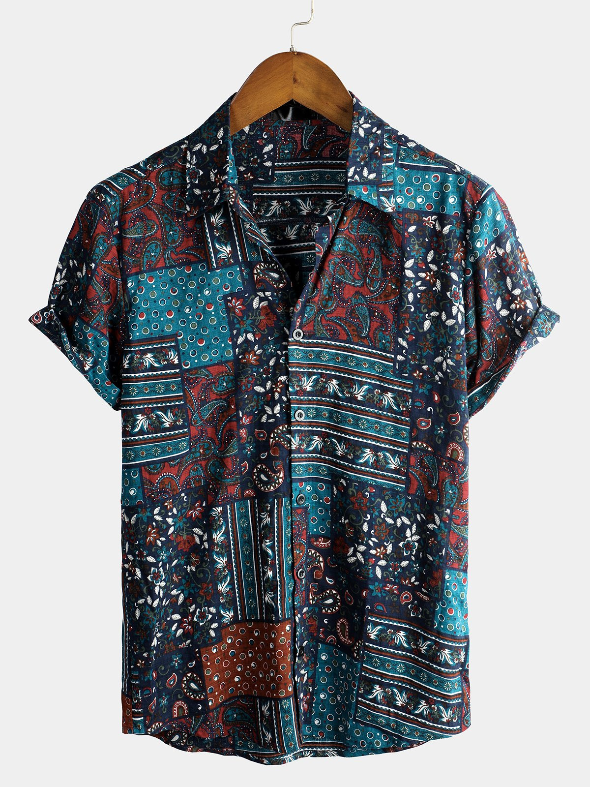 Mens Vintage Cotton Casual Short Sleeve Shirt Hawaiian Shirt for Men Women