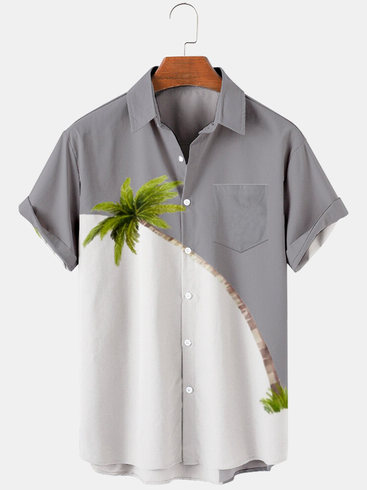 Short Sleeved Coconut Tree Summer Vacation Shirts For Men Hawaiian Shirt for Men Women