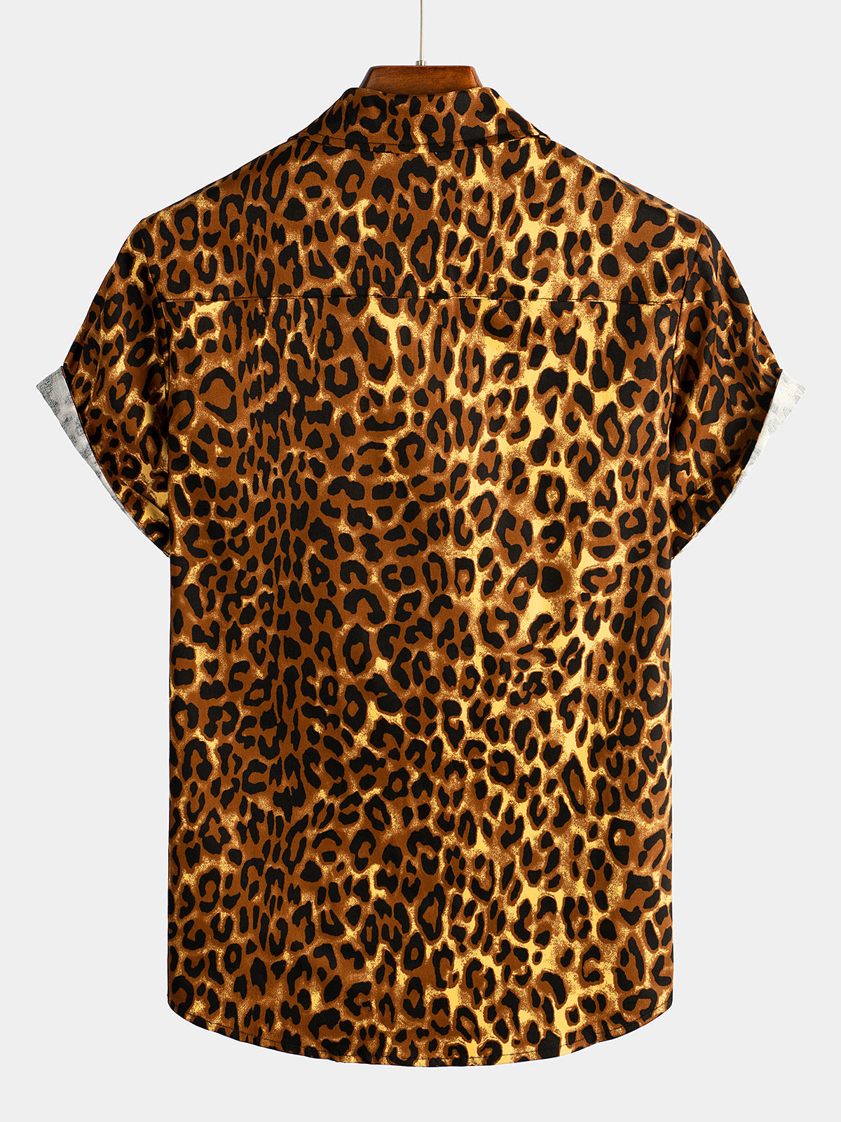 Mens Casual Leopard-Print Short Sleeve Shirt Hawaiian Shirt for Men Women