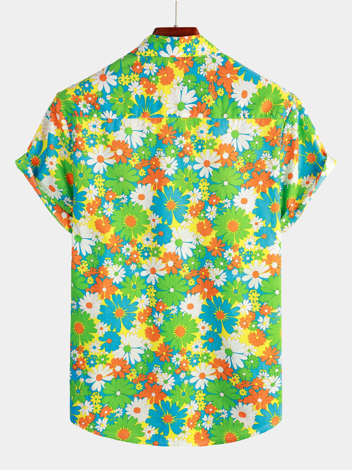 Mens Green Floral Cotton Tropical Hawaiian Shirt