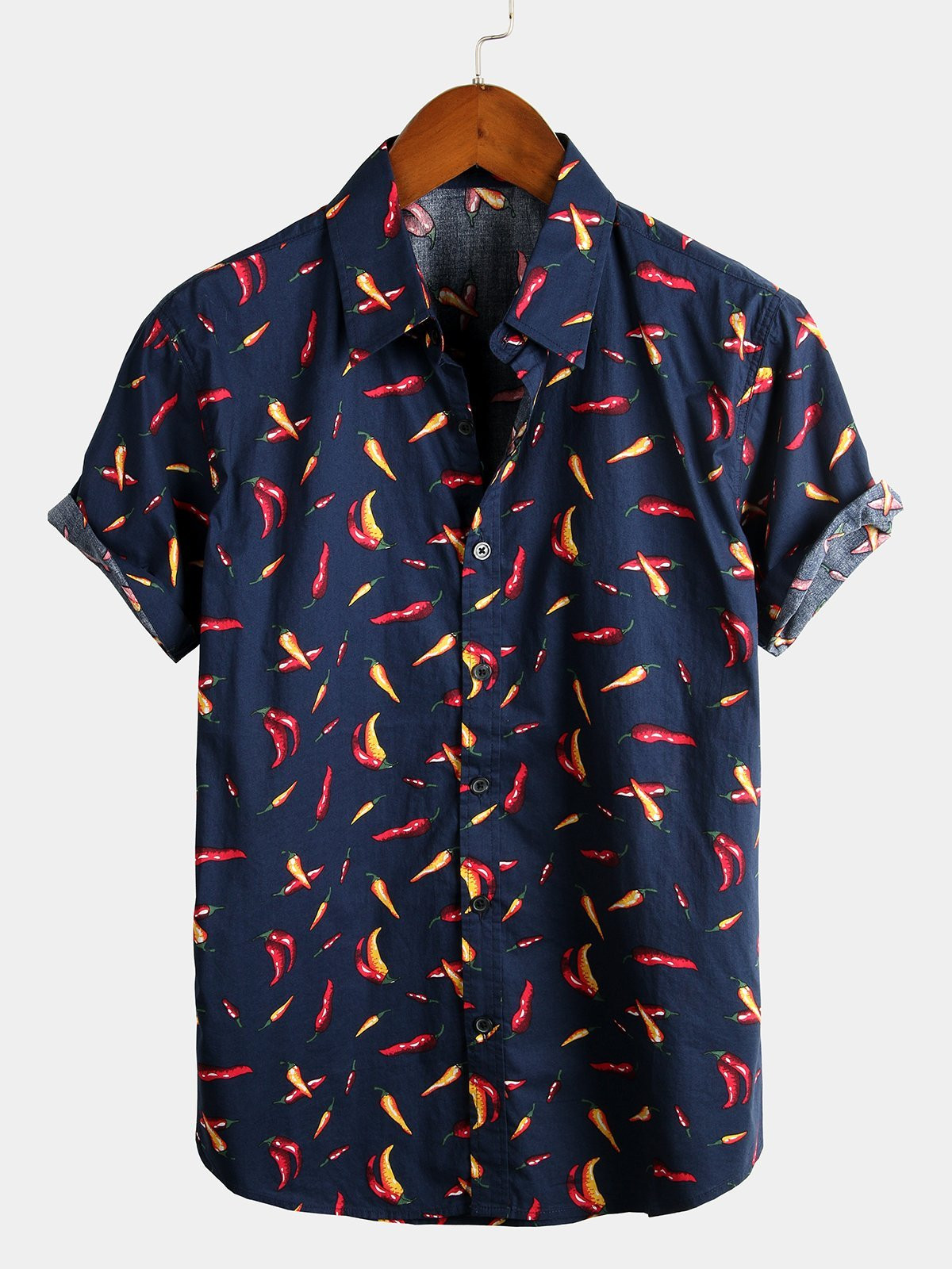 Mens Pepper Print Cotton Tropical Hawaiian Shirt