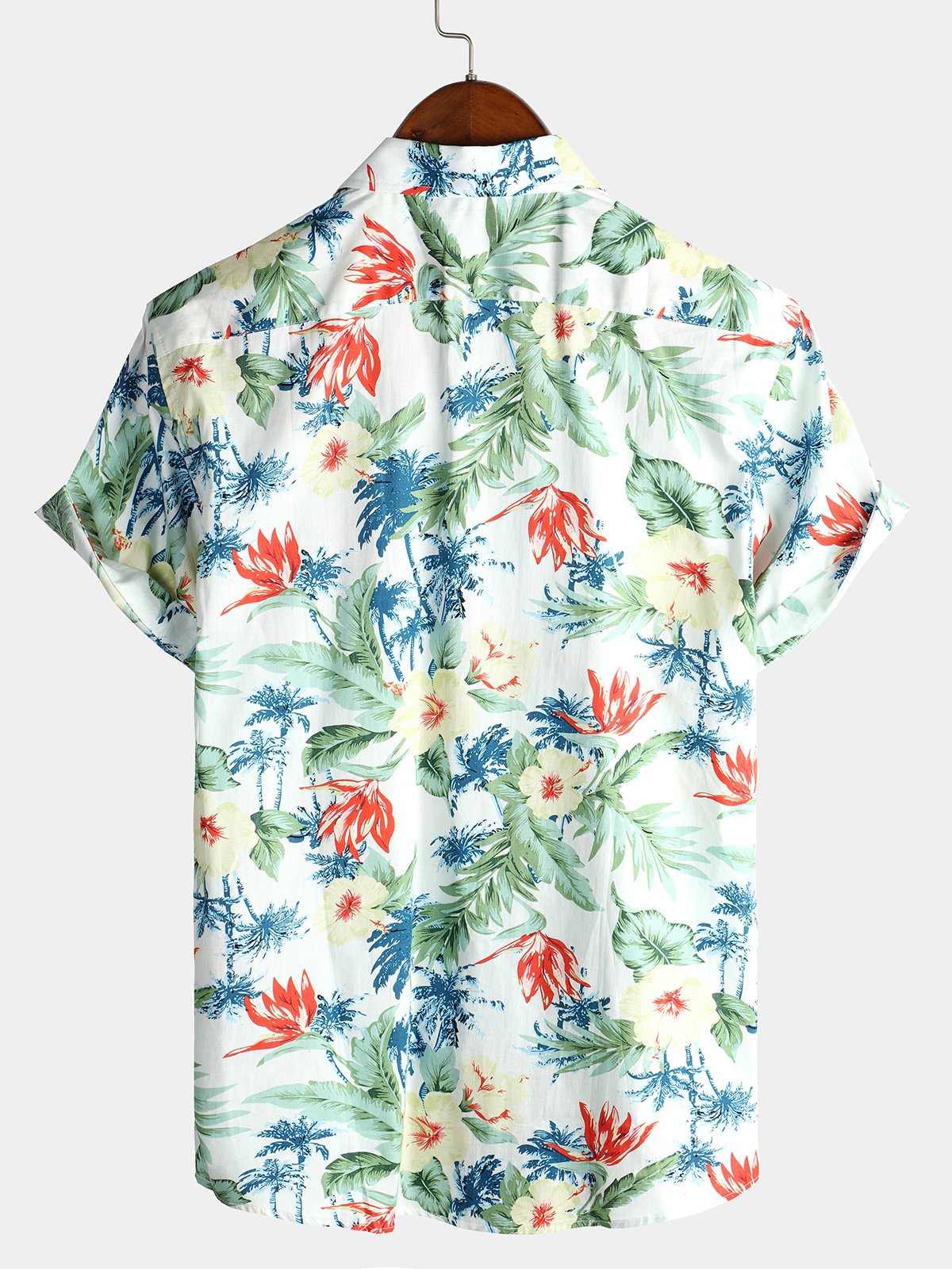 Mens Floral Holiday Cotton Shirt Hawaiian Shirt for Men Women