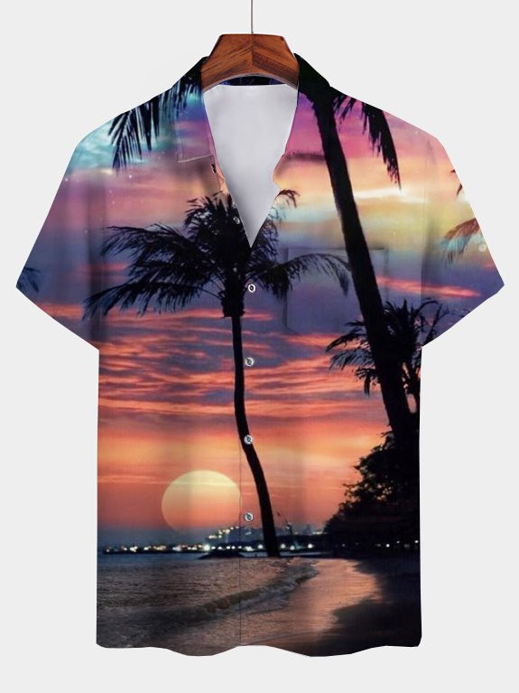 Cotton-Blend Abstract Vintage Shirts  Tops Hawaiian Shirt for Men Women