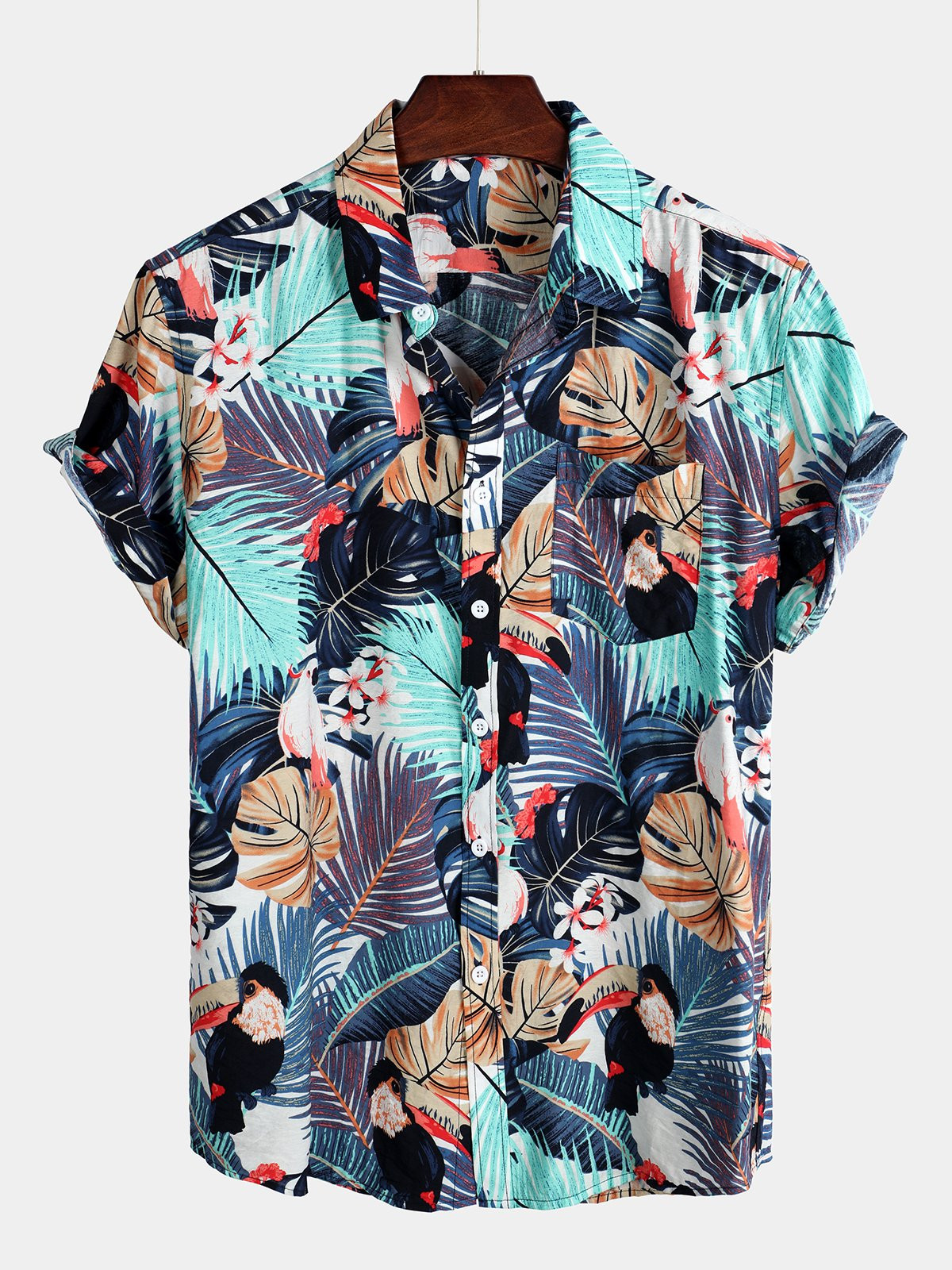 Mens Floral Holiday Cotton Shirt Hawaiian Shirt for Men Women