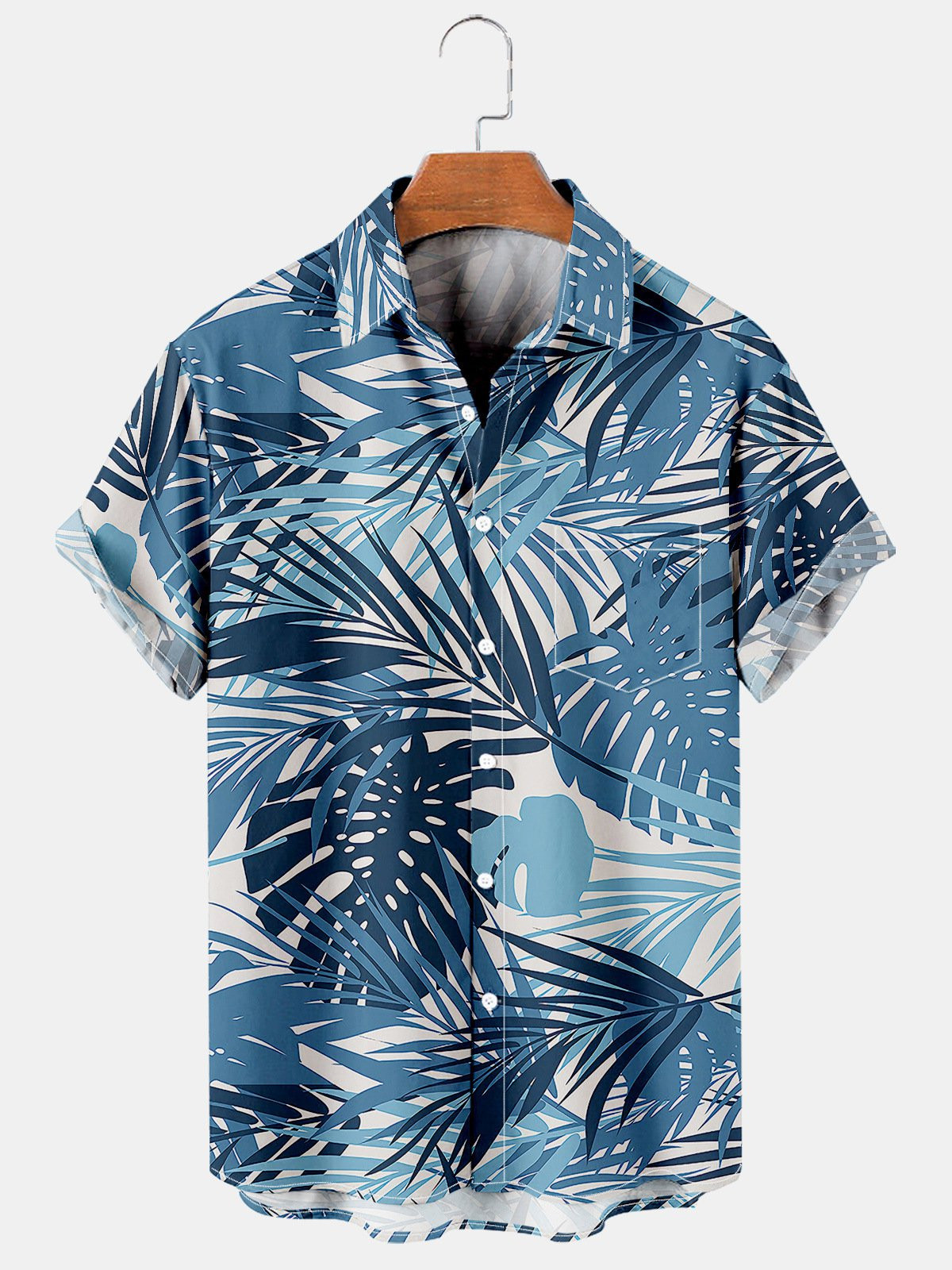 Mens Tropical Palm Leaves  Monstera Ceriman Leaves Print Casual Breathable  Hawaiian Shirts