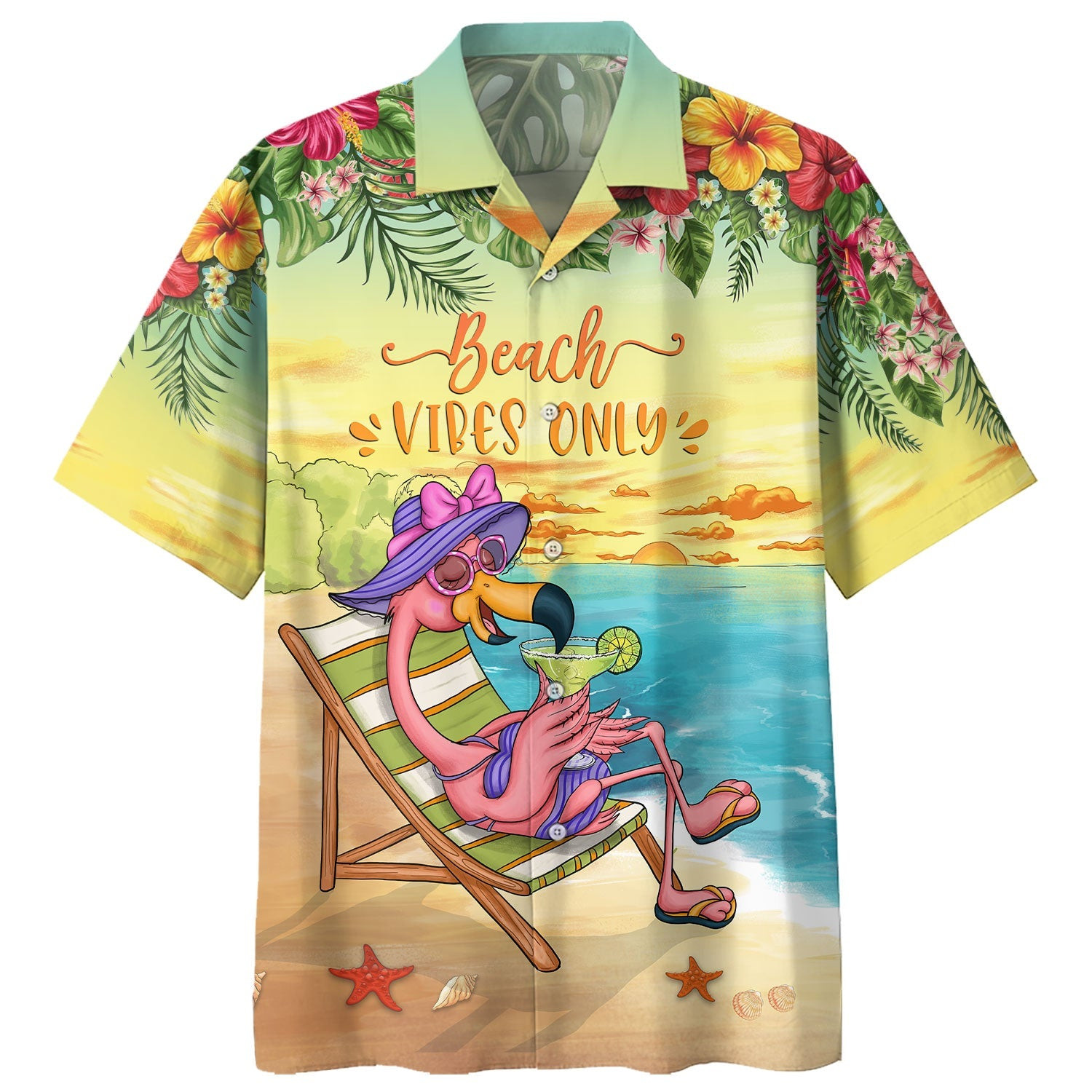 Flamingo Margarita - Beach Vibes Only - Hawaiian Shirt For Men Women