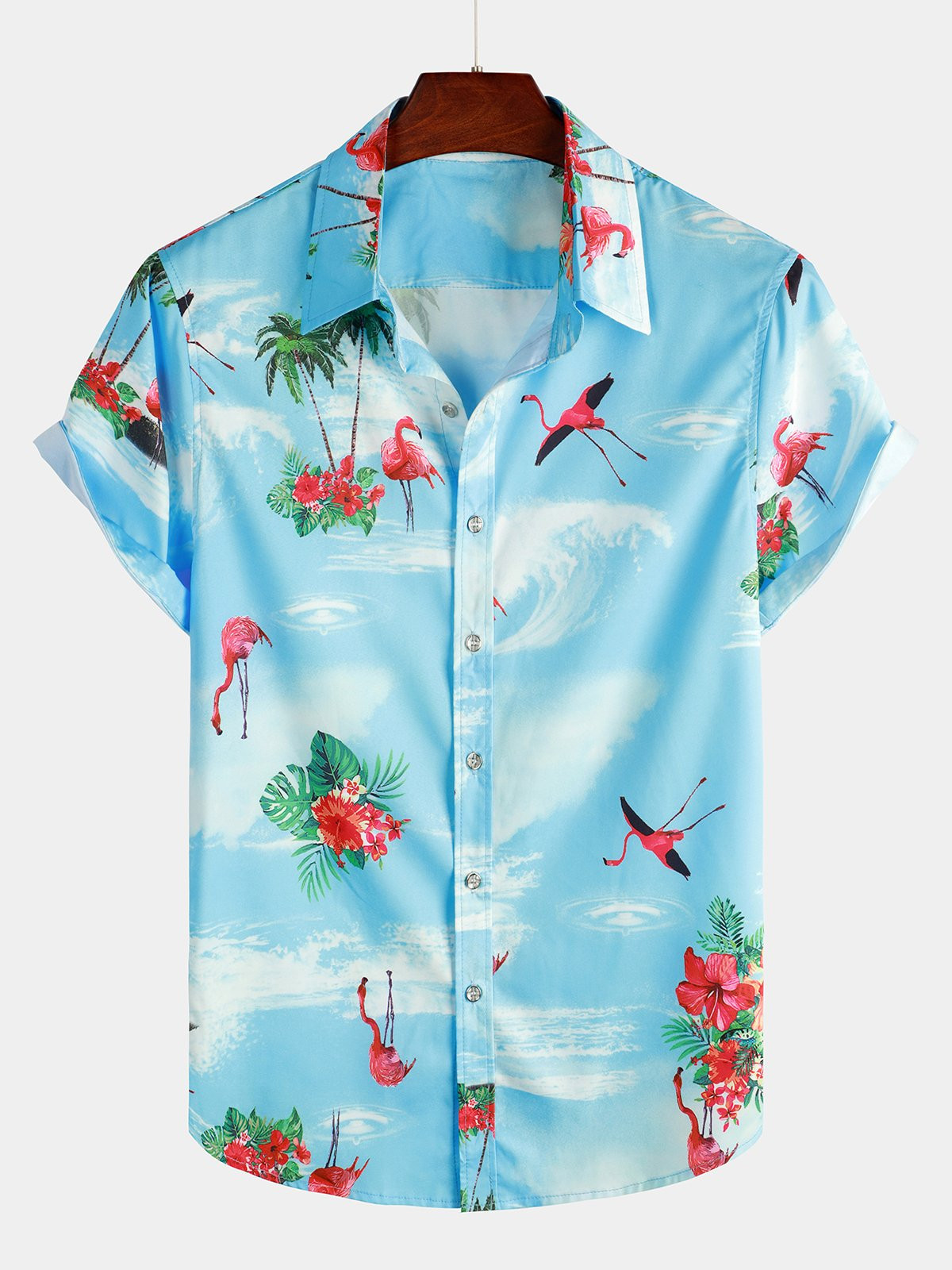 Mens Short Sleeve Floral Tropical Hawaiian Shirt