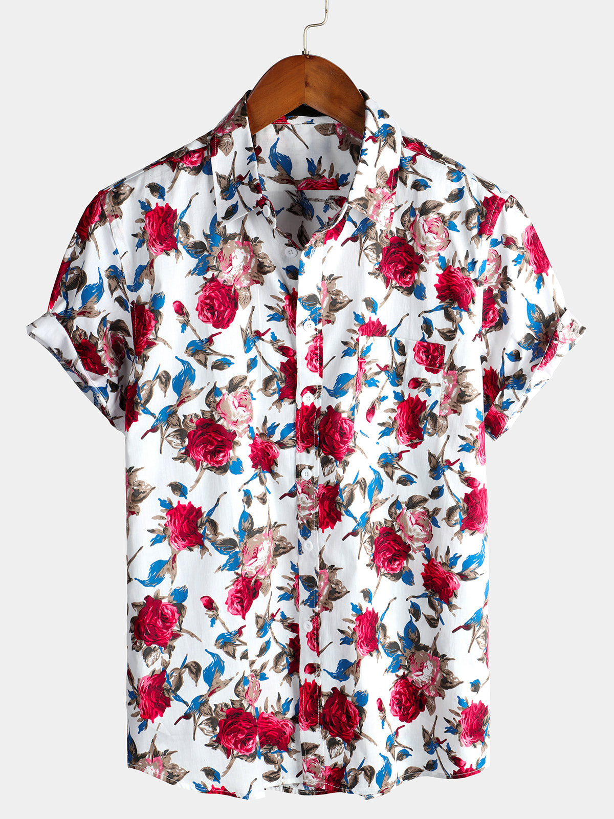 Mens Floral Holiday Cotton Shirt Hawaiian Shirt for Men Women