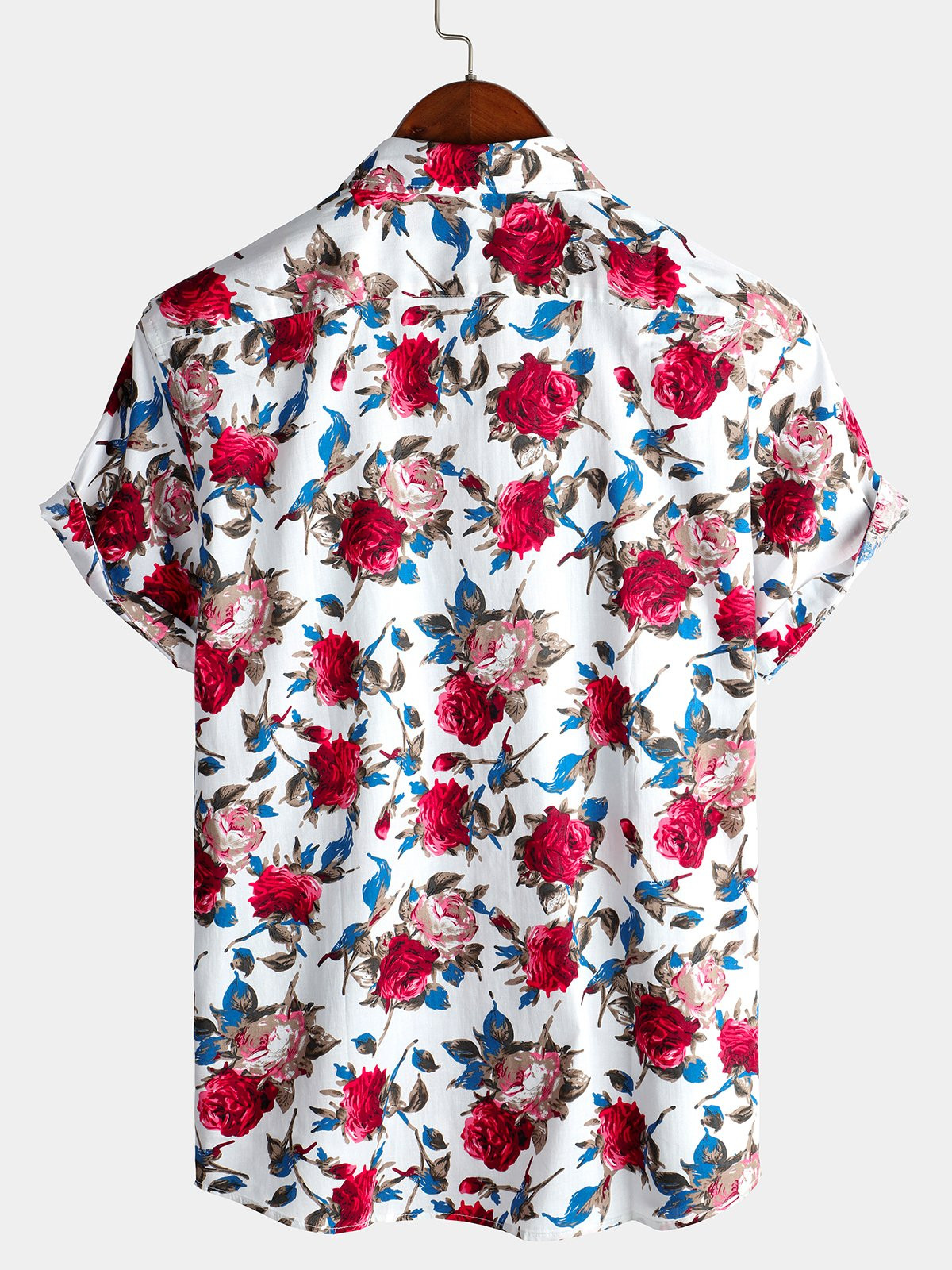 Mens Floral Holiday Cotton Shirt Hawaiian Shirt for Men Women