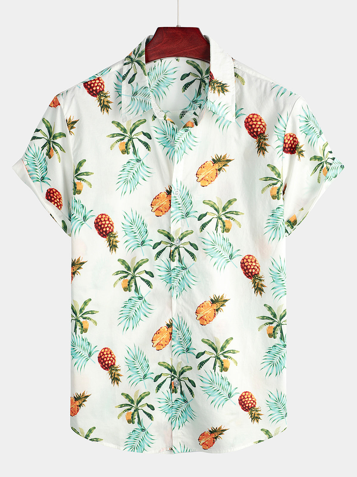 Mens Pineapple Print Short Sleeve Hawaiian Shirt