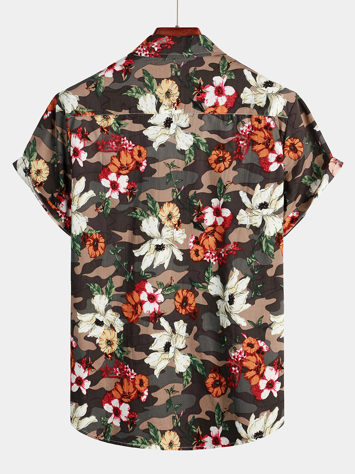 Mens Cotton Floral Print Casual Button Short Sleeve Shirt Hawaiian Shirt for Men Women