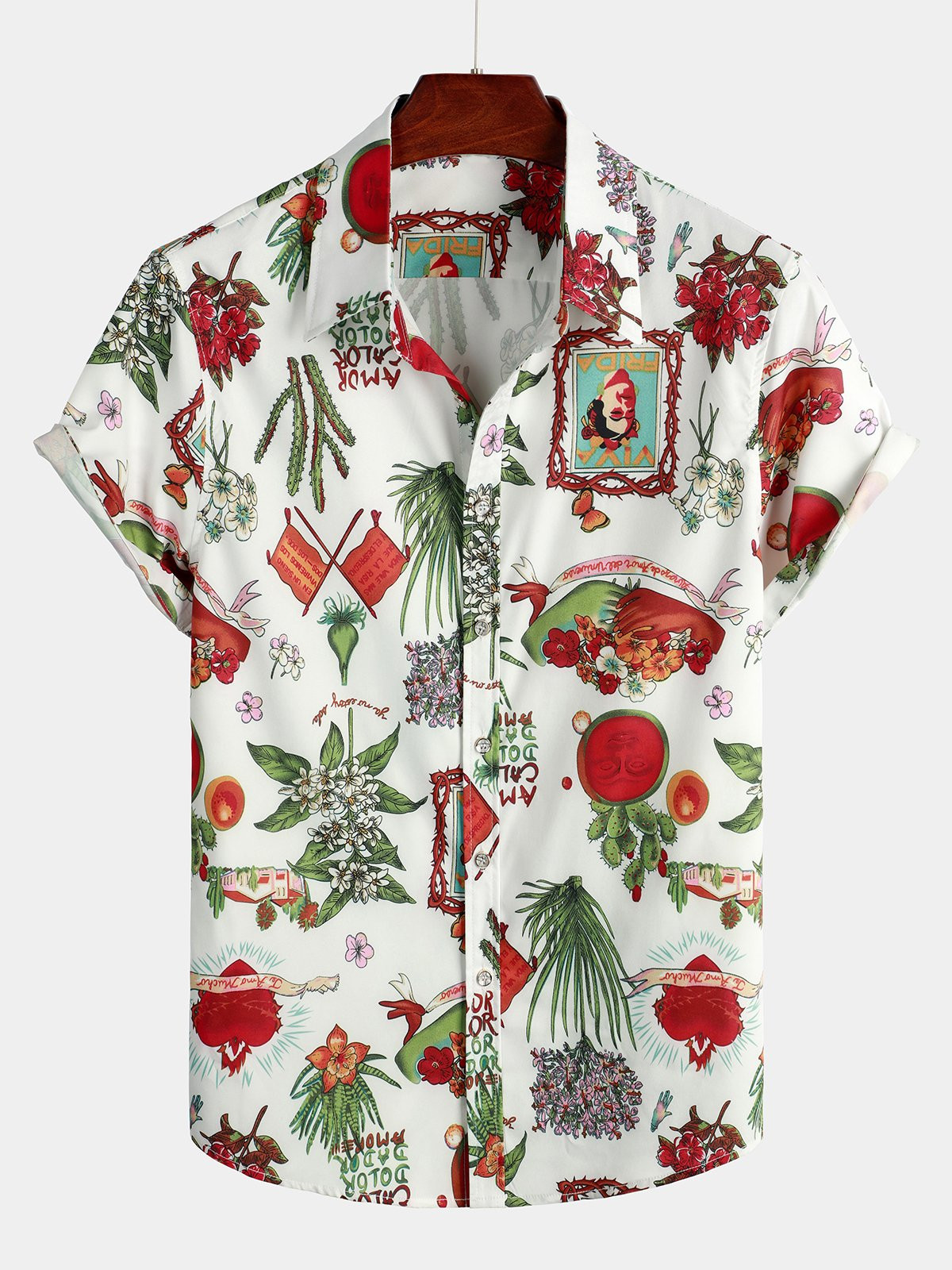 Mens Short Sleeve Floral Tropical Hawaiian Shirt