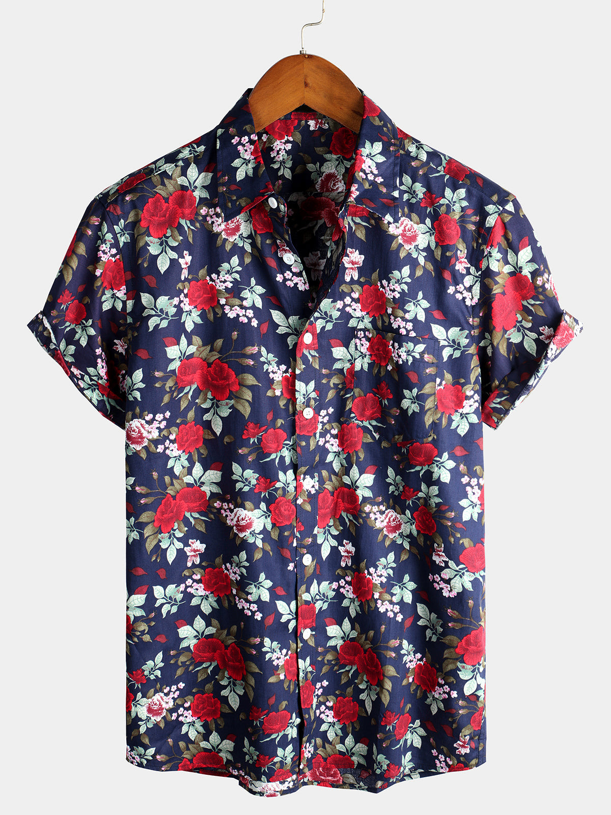 Mens Floral Holiday Cotton Shirt Hawaiian Shirt for Men Women