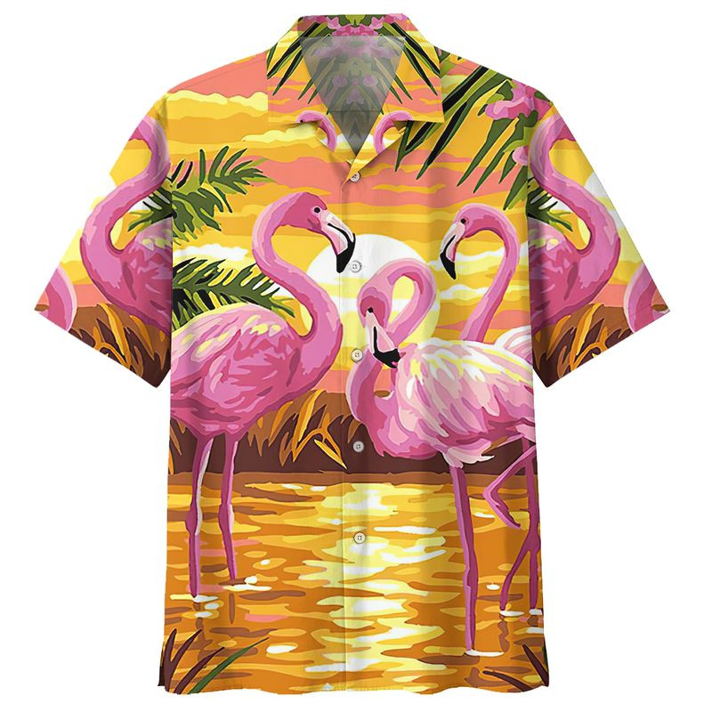 Familleus - Flamingo Hawaiian Shirt For Men Women