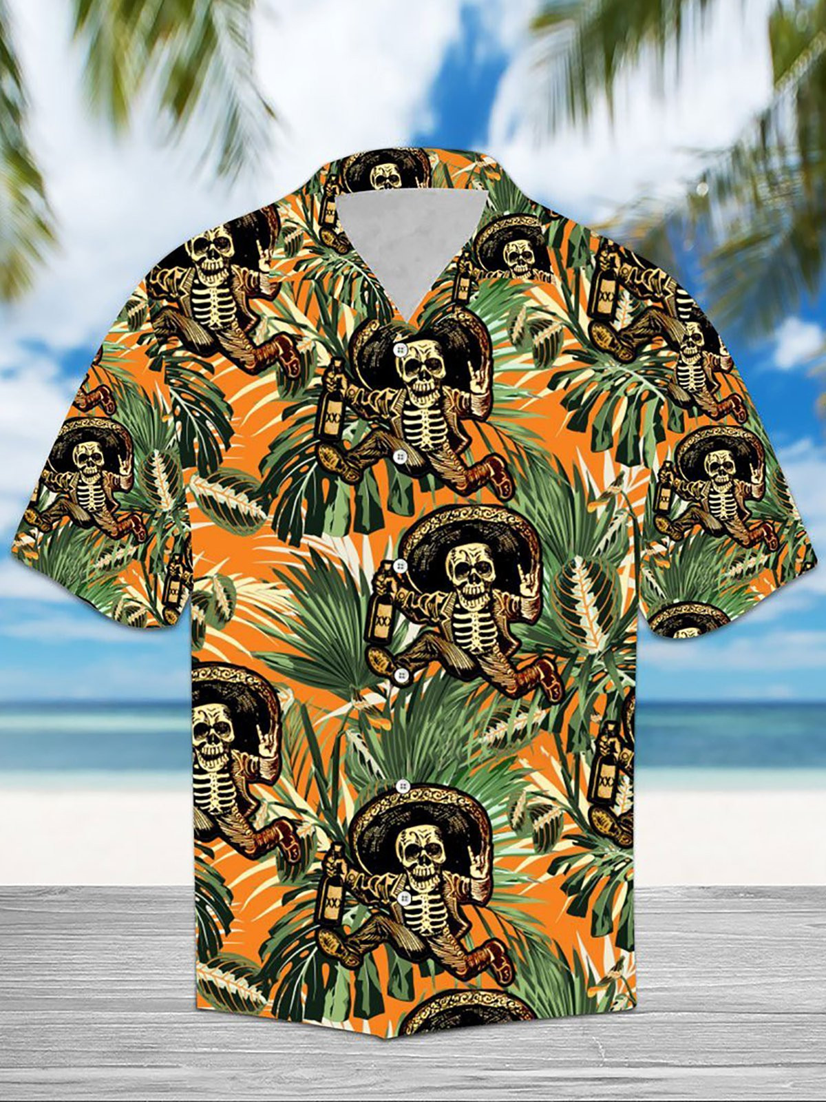 Summer Skull Vacation Shirts For Men Hawaiian Shirt for Men Women