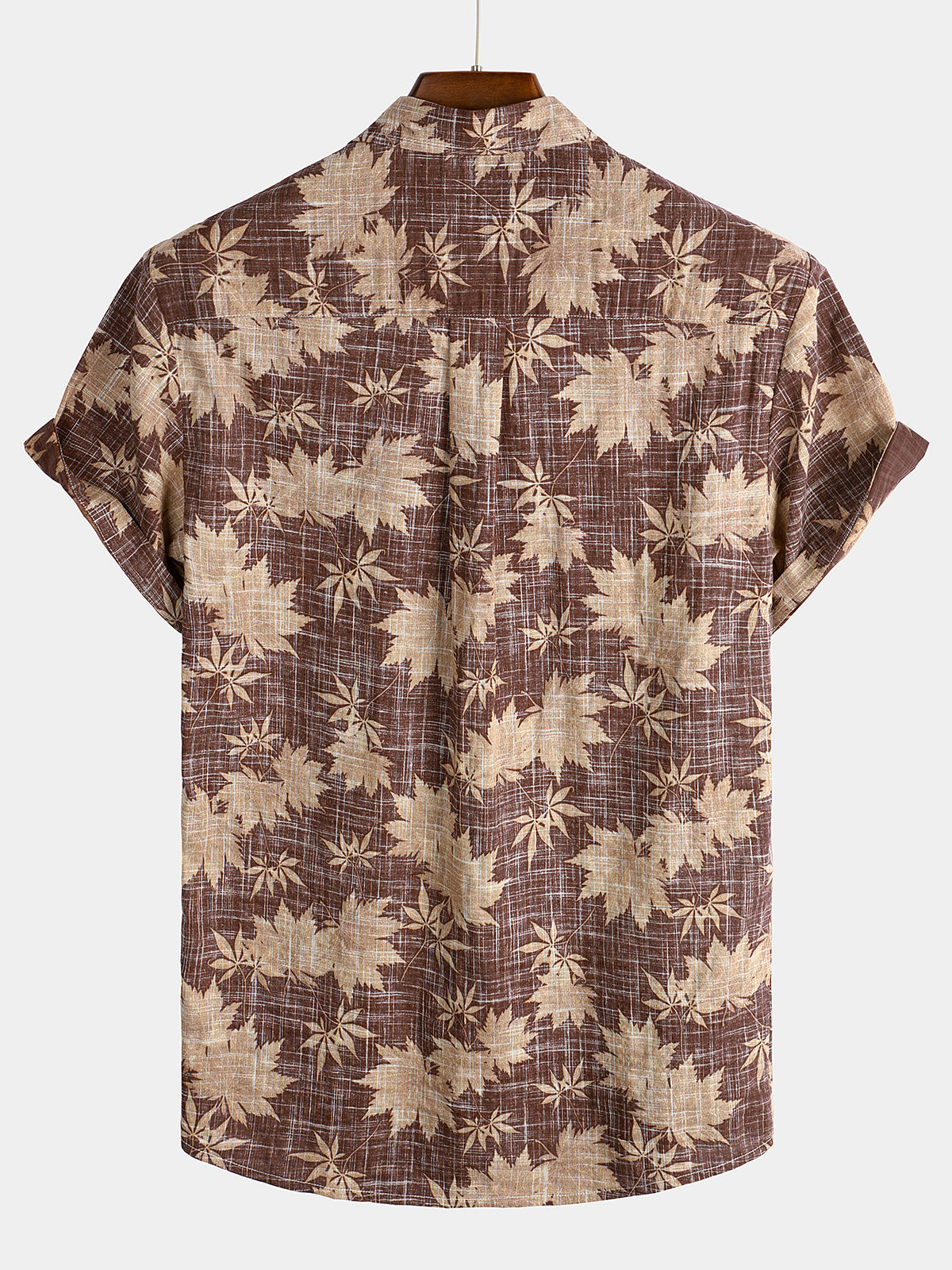 Mens Casual Holiday Leaf Pocket Hawaiian Retro Shirt