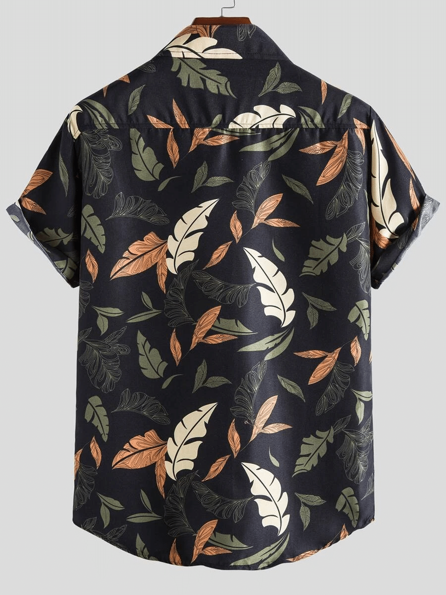 Men Random Plants Print Button Up Shirt Hawaiian Shirt for Men Women