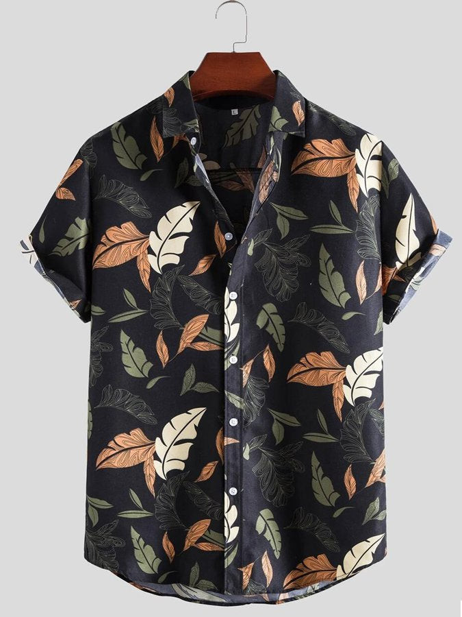 Men Random Plants Print Button Up Shirt Hawaiian Shirt for Men Women