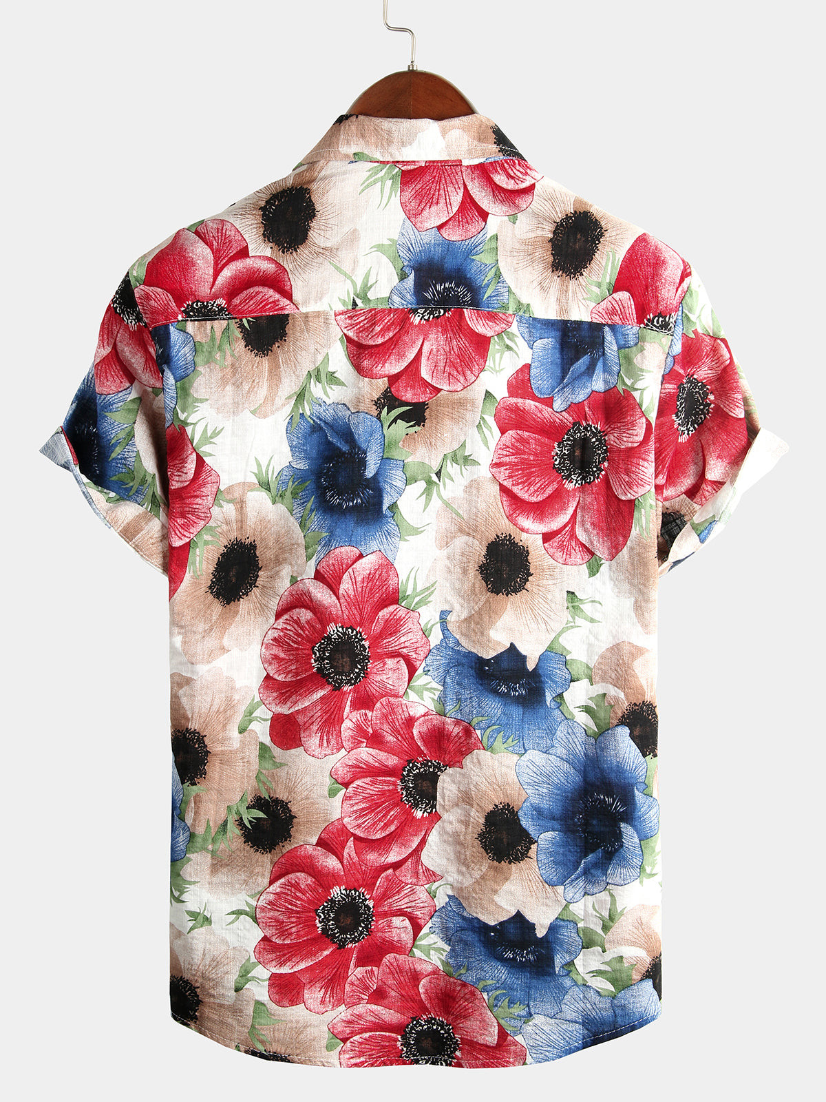 Mens Floral Print Cotton Tropical Hawaiian Shirt