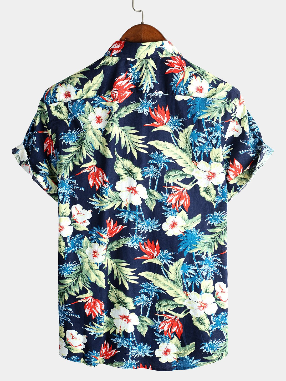 Mens Floral Holiday Cotton Shirt Hawaiian Shirt for Men Women