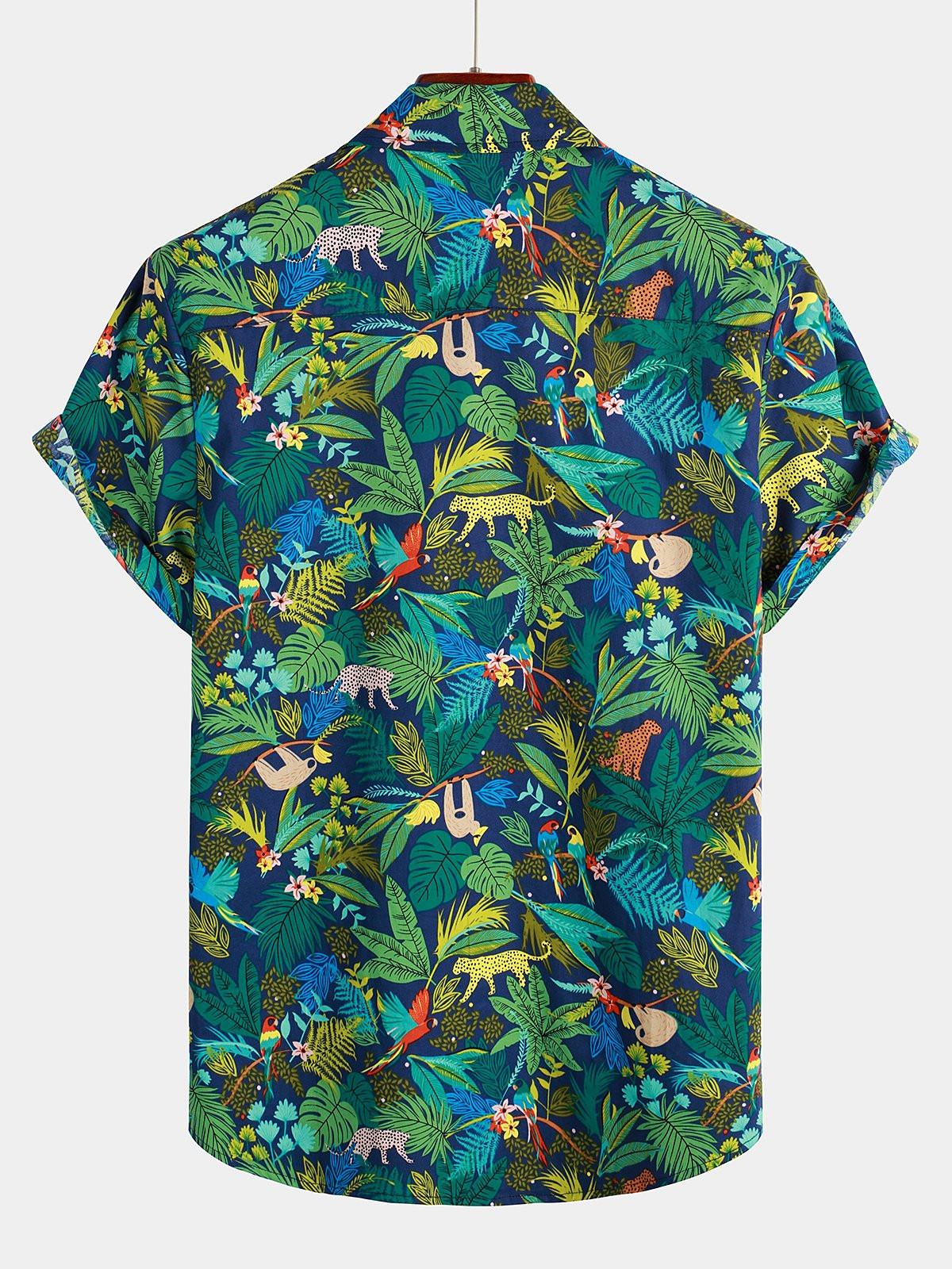 Mens Tropical Printed Cotton Pocket Shirt Hawaiian Shirt for Men Women