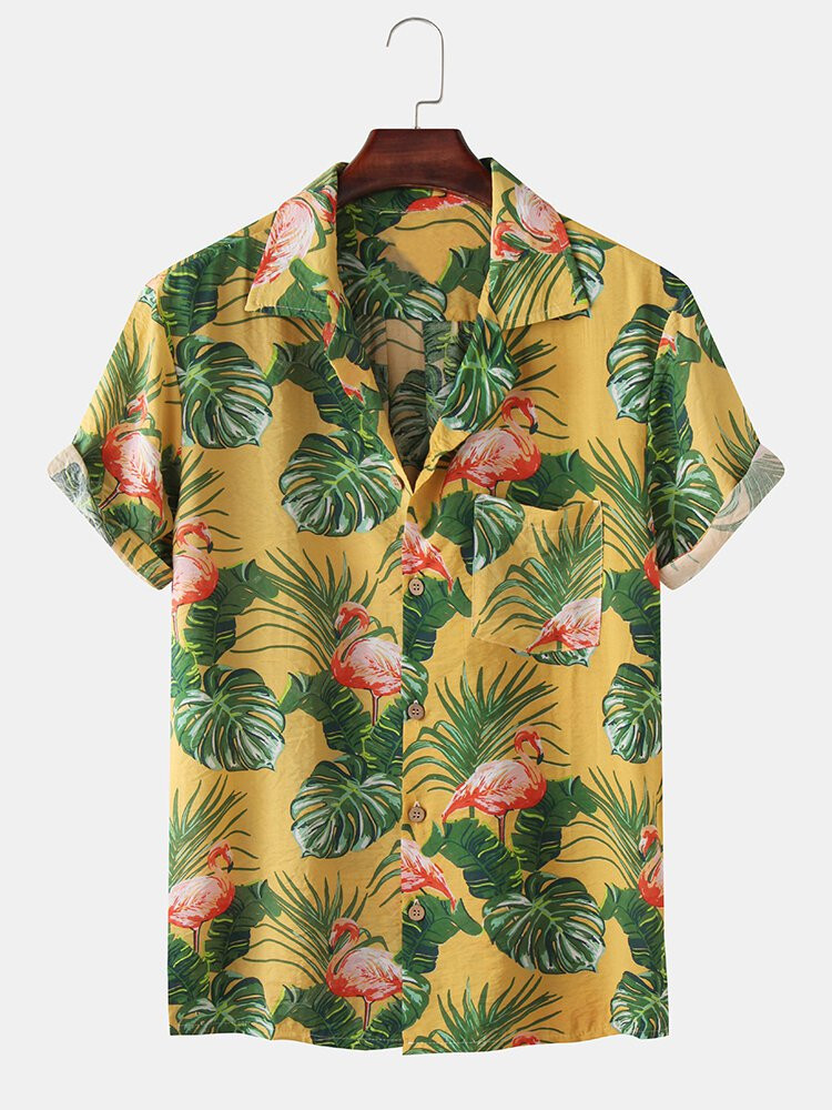 Mens Printed Basic Shirts Hawaiian Shirt for Men Women