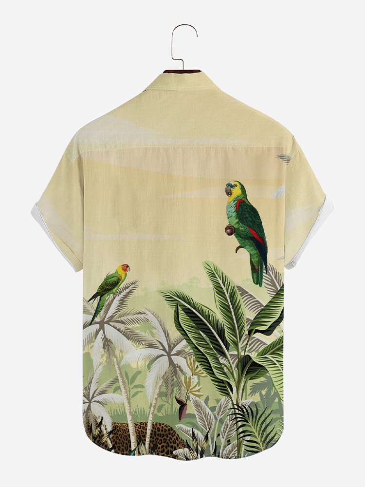 Vacation Parrots Short Sleeve Shirts Hawaiian Shirt for Men Women