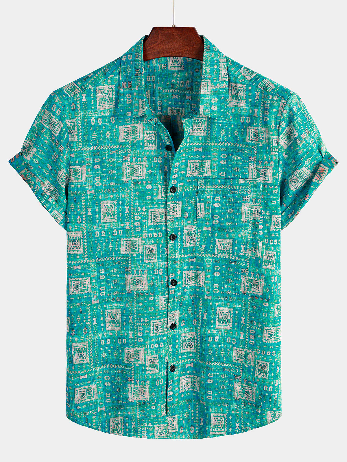 Mens Casual Holiday Pocket Vintage Shirt Hawaiian Shirt for Men Women